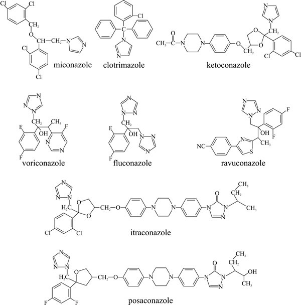 Structural formulae of some clinically useful antifungal azoles